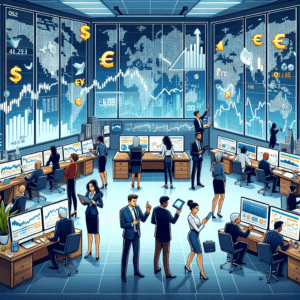 Currency traders watching currency pairs trade globally