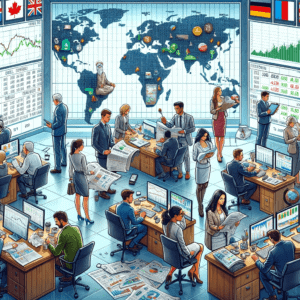 Trading room of professional mutual fund and ETF investors